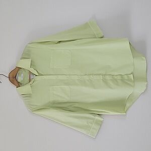 Chico's Yellow/Green No Iron Button Front Tunic Shirt Size Large